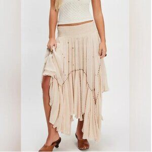 Free People NWT Abstract Love Convertible Boho Chic Whimsy Skirt Ivory size S